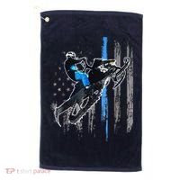 Funny American Flag Snowmobile Snowmobile Riding Gift Golf Towel thumb 0