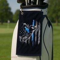 Funny American Flag Snowmobile Snowmobile Riding Gift Golf Towel thumb 2