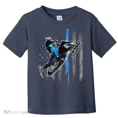 Funny American Flag Snowmobile Snowmobile Riding Gift Toddler T-Shirt