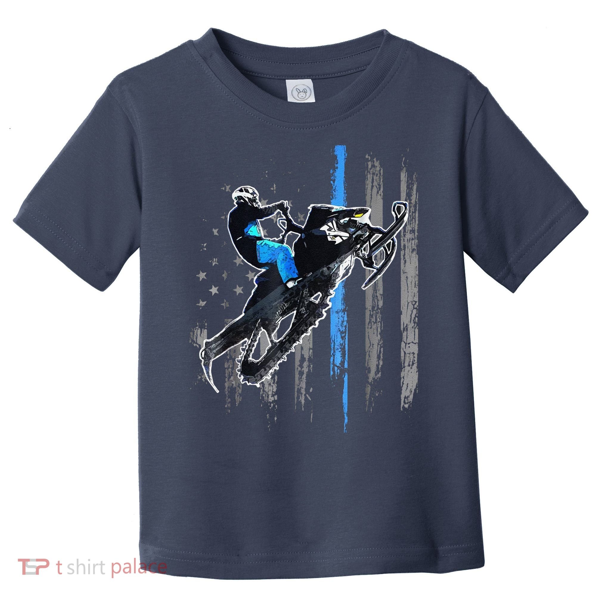Funny American Flag Snowmobile Snowmobile Riding Gift Toddler T-Shirt