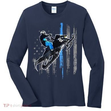 Funny American Flag Snowmobile Snowmobile Riding Gift Women's Long Sleeve Shirt