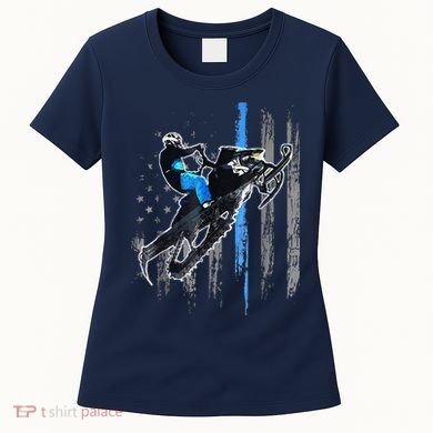 Funny American Flag Snowmobile Snowmobile Riding Gift Women's T-Shirt