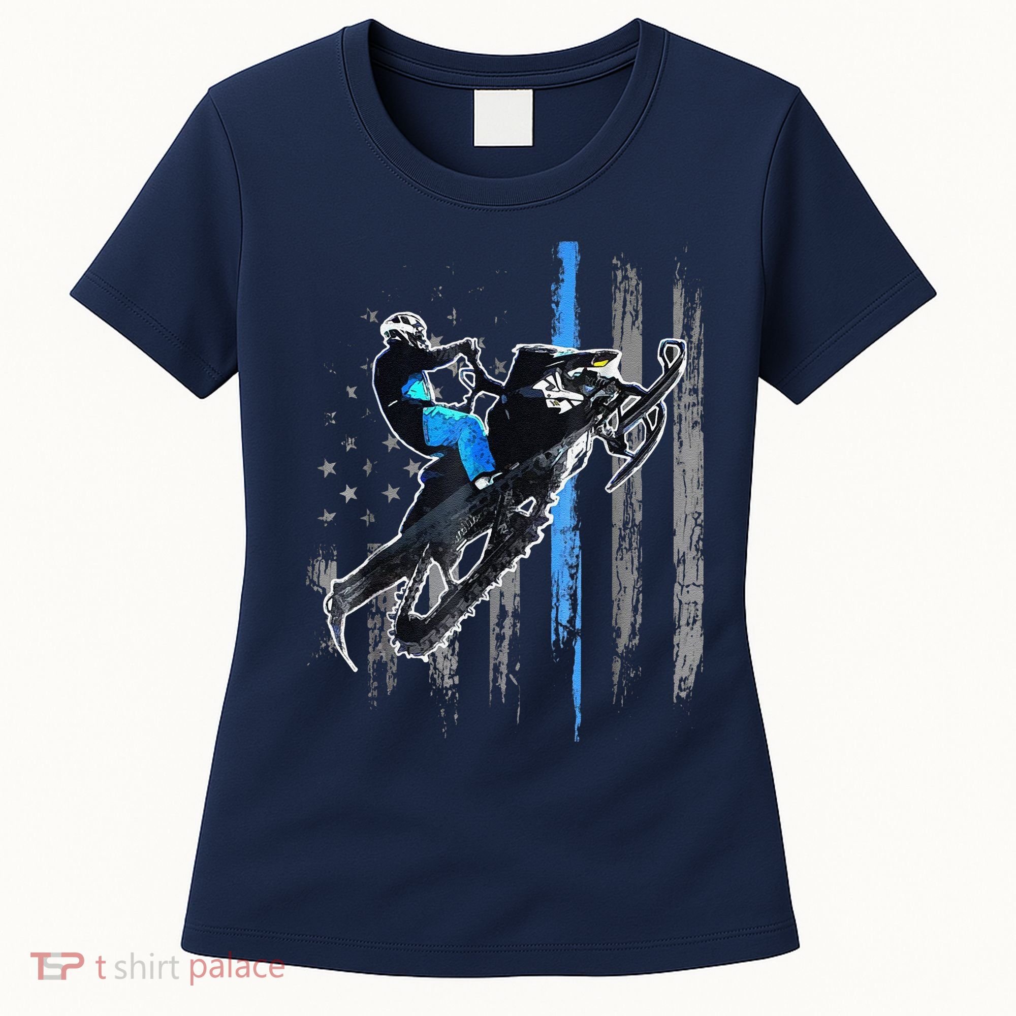 Funny American Flag Snowmobile Snowmobile Riding Gift Women's T-Shirt