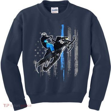 Funny American Flag Snowmobile Snowmobile Riding Gift Kids Sweatshirt