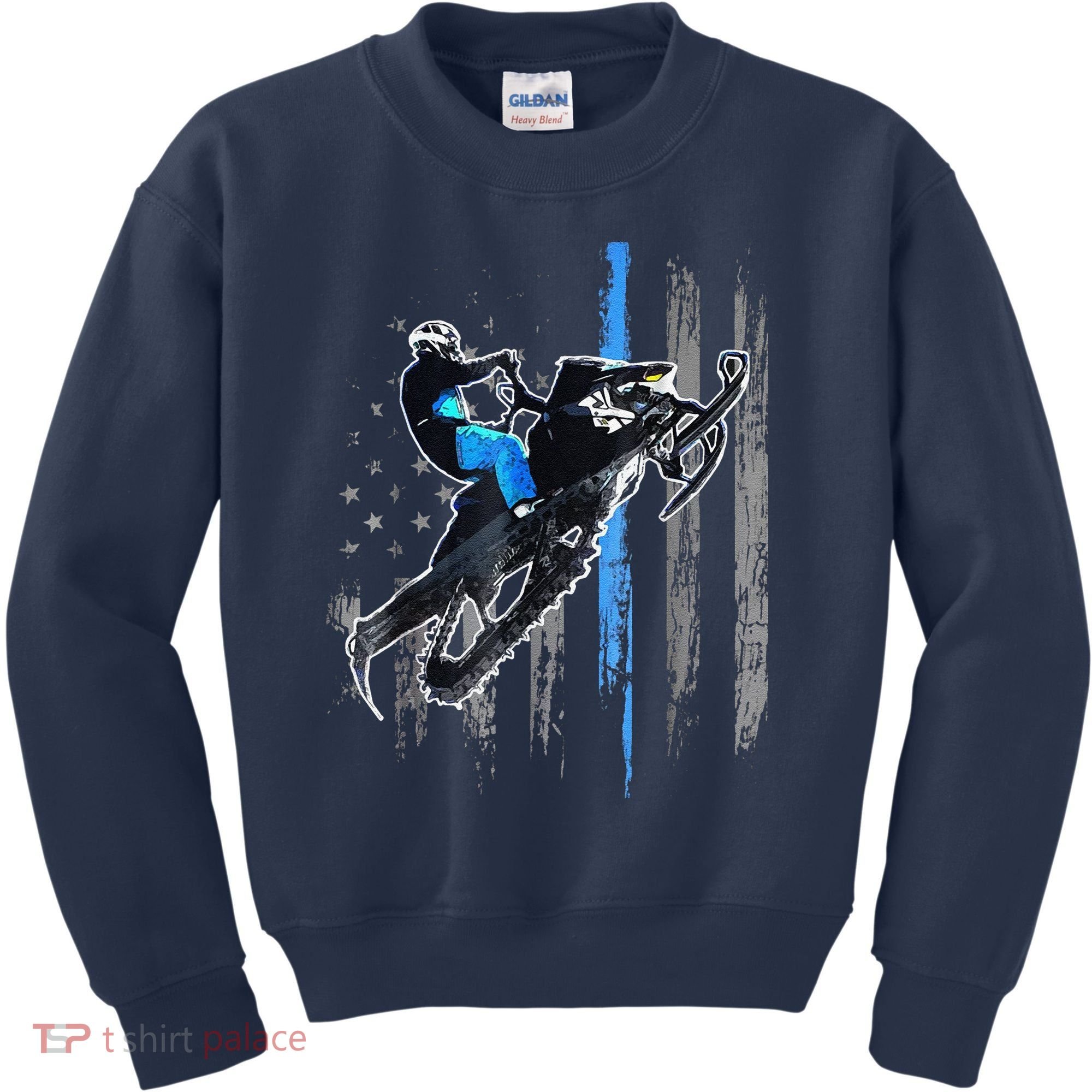 Funny American Flag Snowmobile Snowmobile Riding Gift Kids Sweatshirt