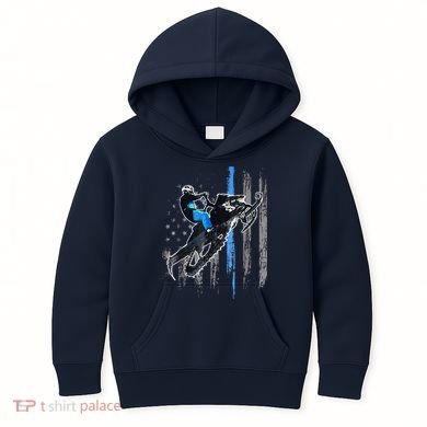 Funny American Flag Snowmobile Snowmobile Riding Gift Kids Hoodie