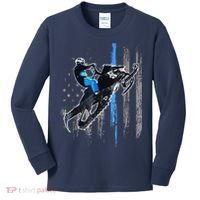 Funny American Flag Snowmobile Snowmobile Riding Gift Kids Long Sleeve Shirt thumb 0