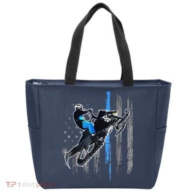 Funny American Flag Snowmobile Snowmobile Riding Gift Tote Bag