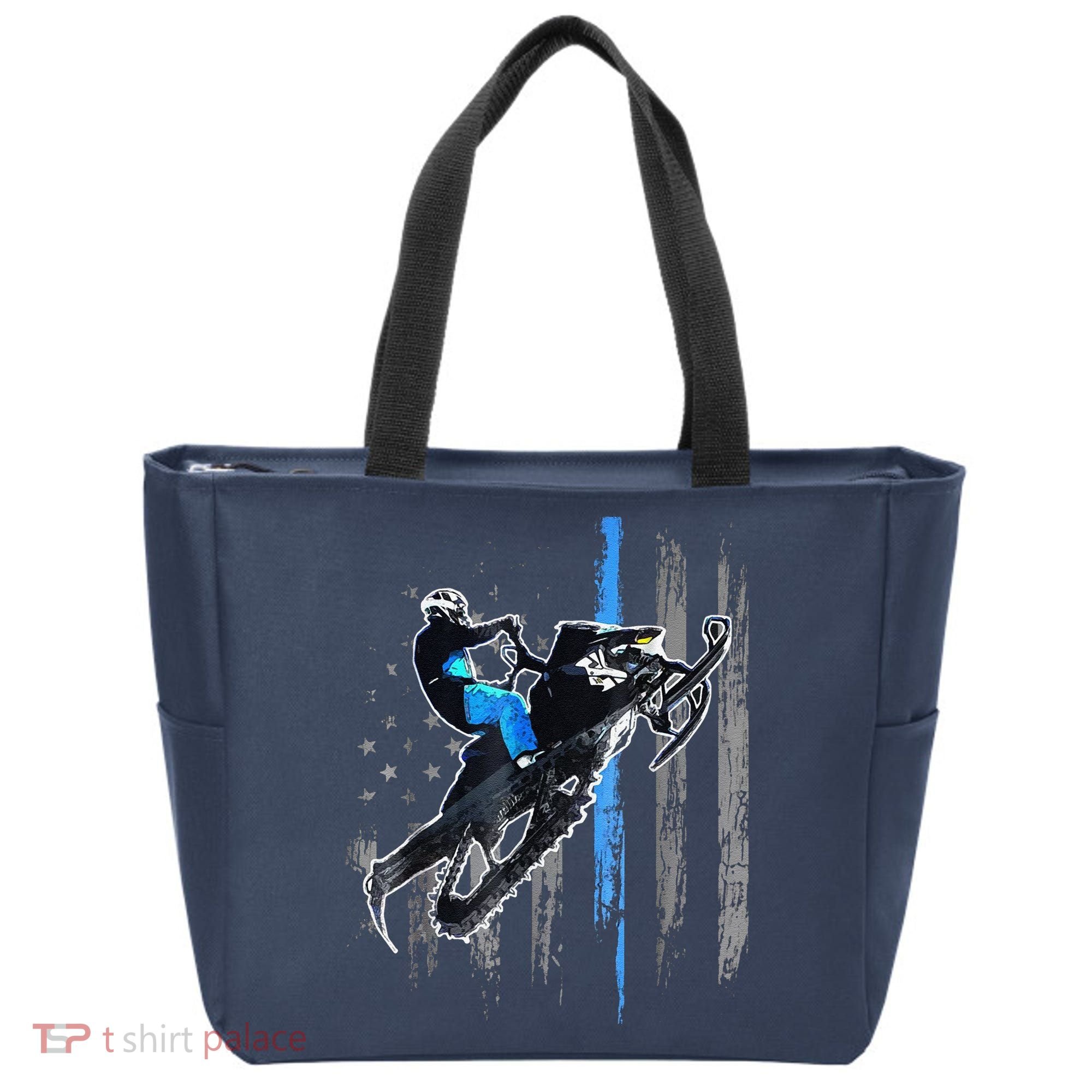 Funny American Flag Snowmobile Snowmobile Riding Gift Tote Bag