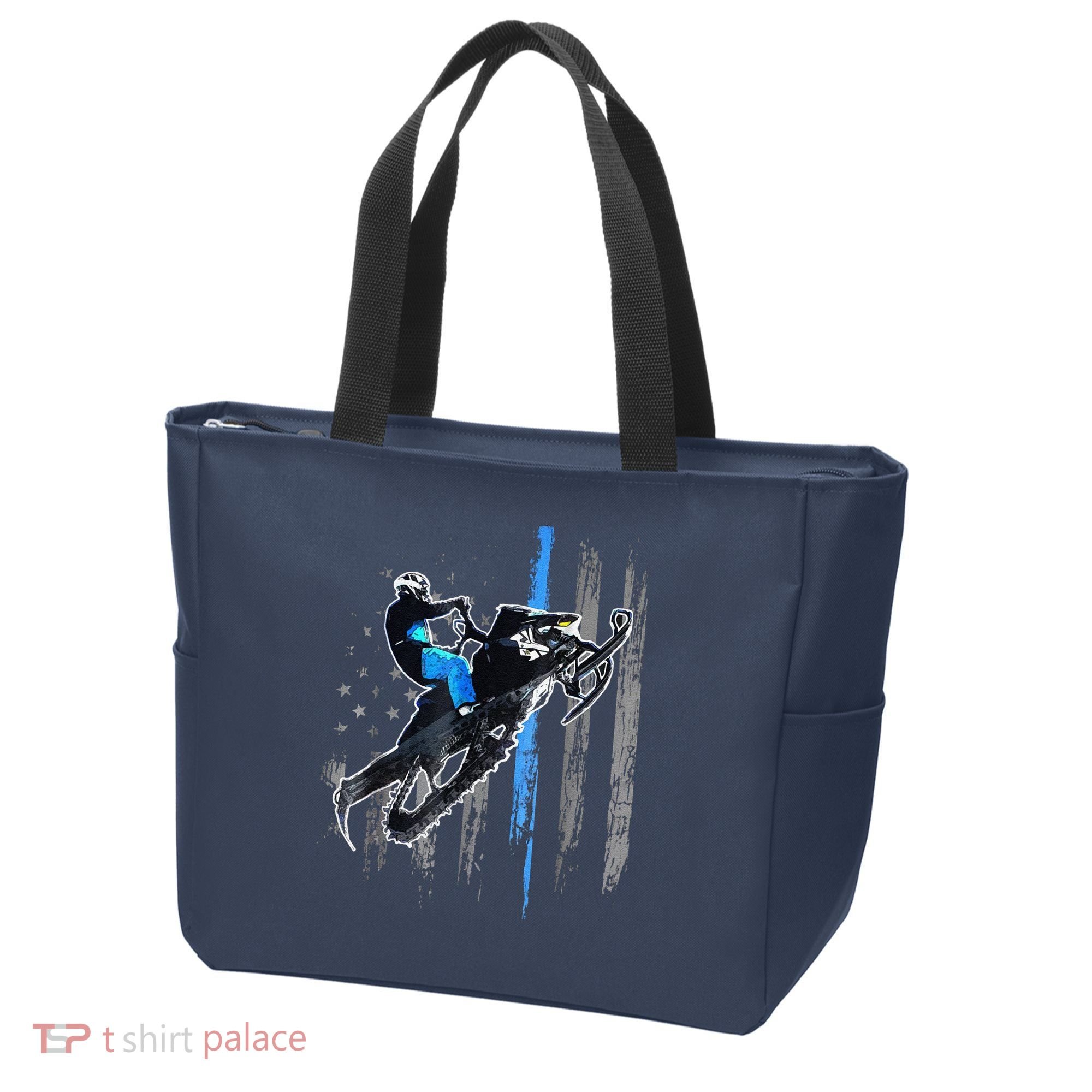 Funny American Flag Snowmobile Snowmobile Riding Gift Tote Bag