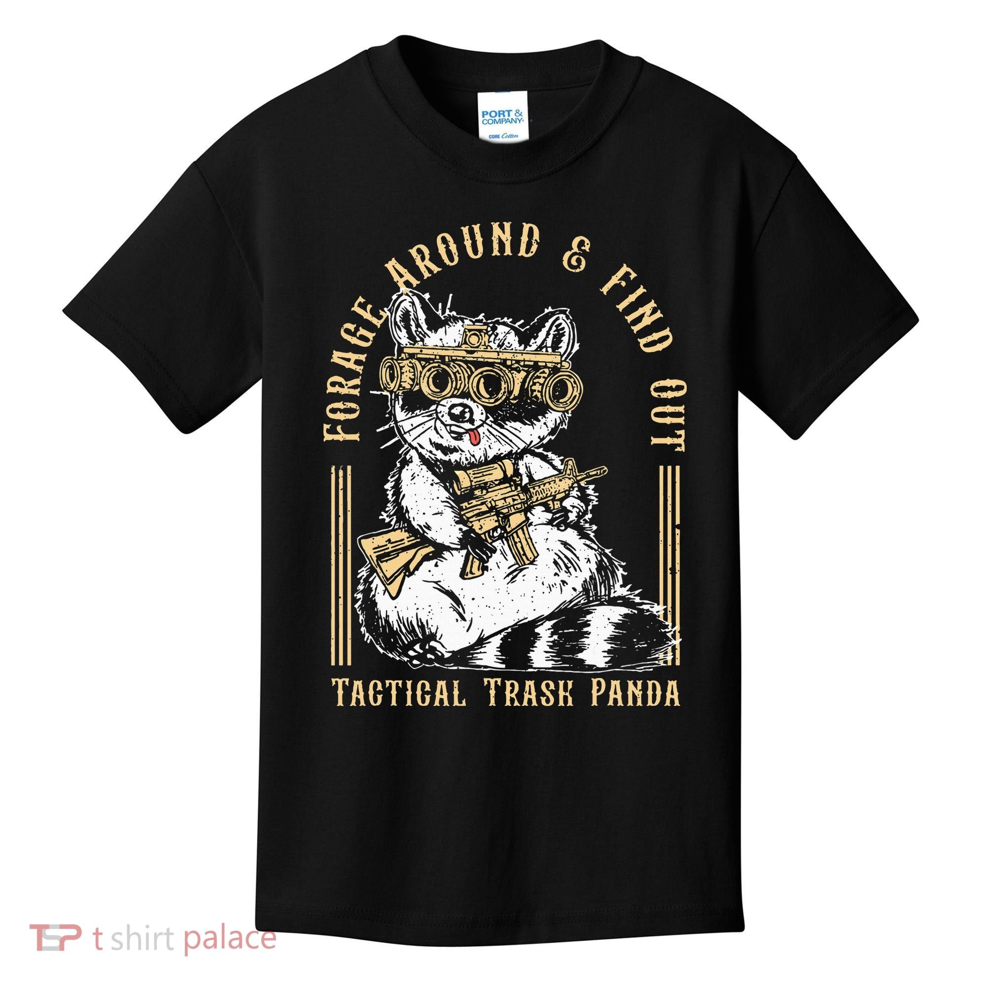 Forage Around & Find Out Tactical Trash Panda Kids T-Shirt