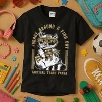 Forage Around & Find Out Tactical Trash Panda Kids T-Shirt thumb 3