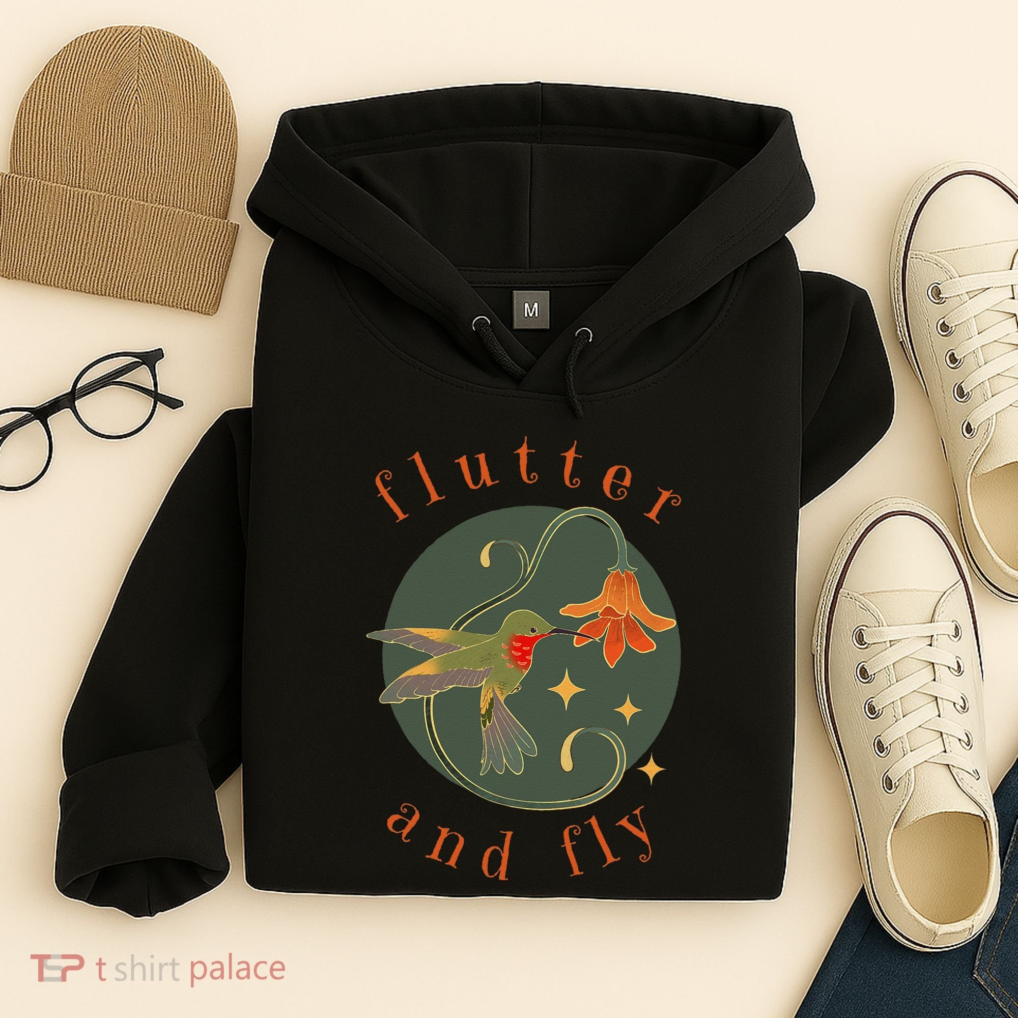 Flutter And Fly Apparel Hummingbird And Flower Hoodie