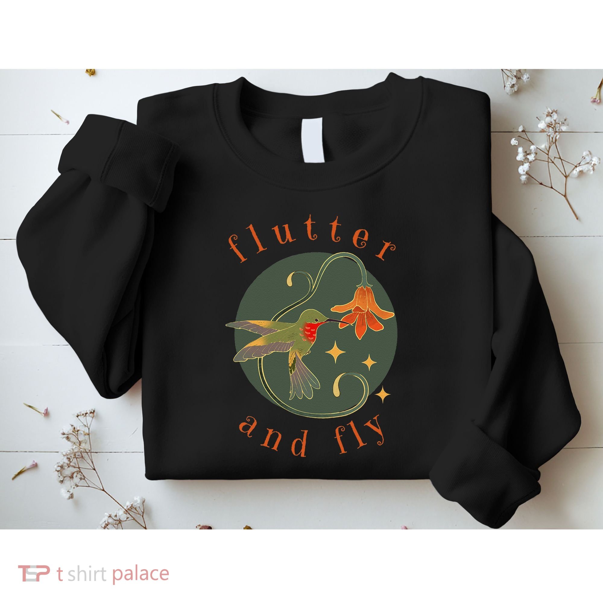 Flutter And Fly Apparel Hummingbird And Flower Sweatshirt
