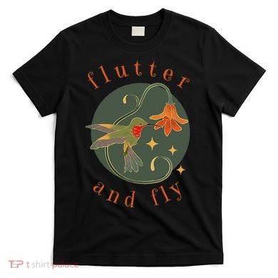 Flutter And Fly Apparel Hummingbird And Flower T-Shirt
