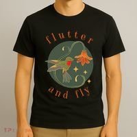 Flutter And Fly Apparel Hummingbird And Flower T-Shirt thumb 3