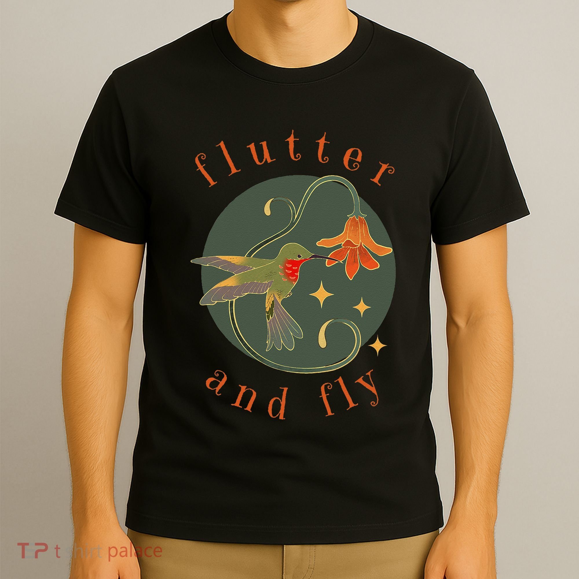 Flutter And Fly Apparel Hummingbird And Flower T-Shirt