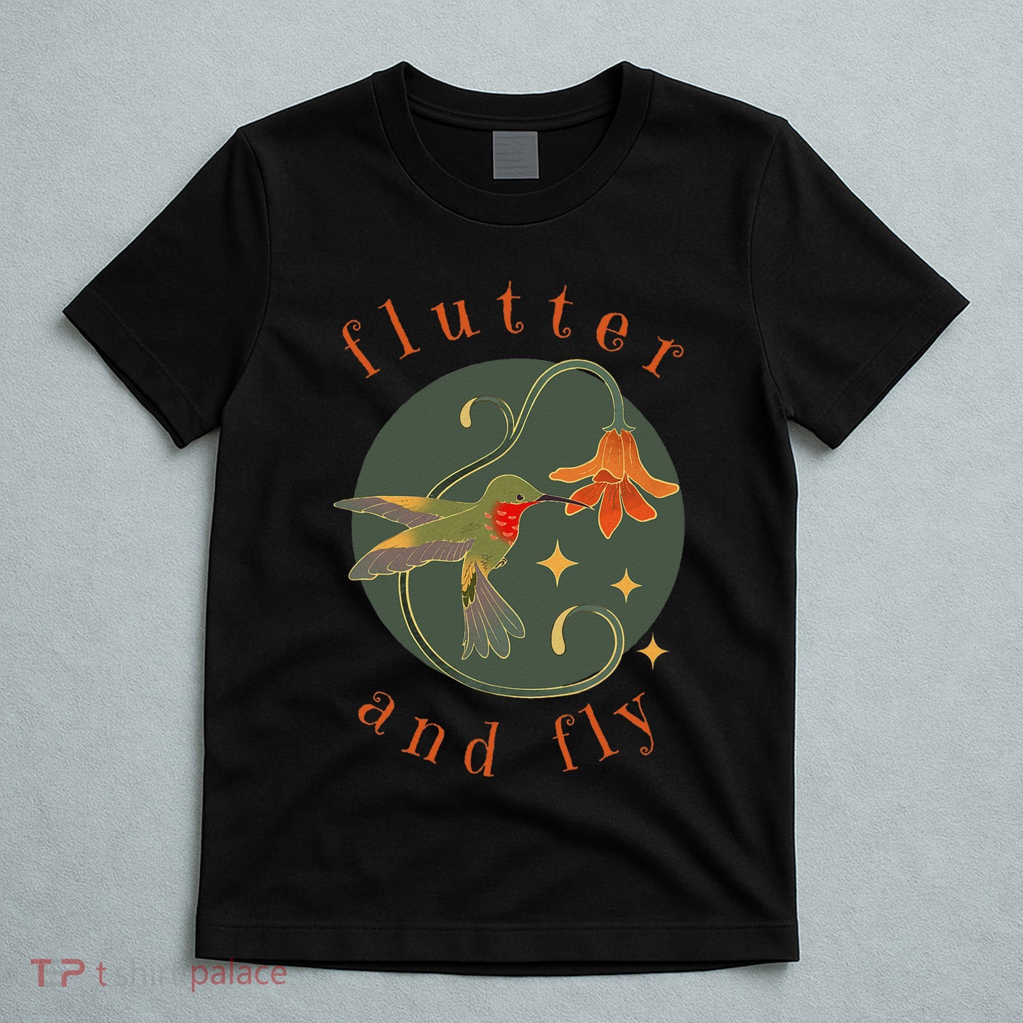 Flutter And Fly Apparel Hummingbird And Flower T-Shirt