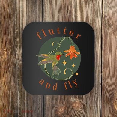 Flutter And Fly Apparel Hummingbird And Flower Coaster