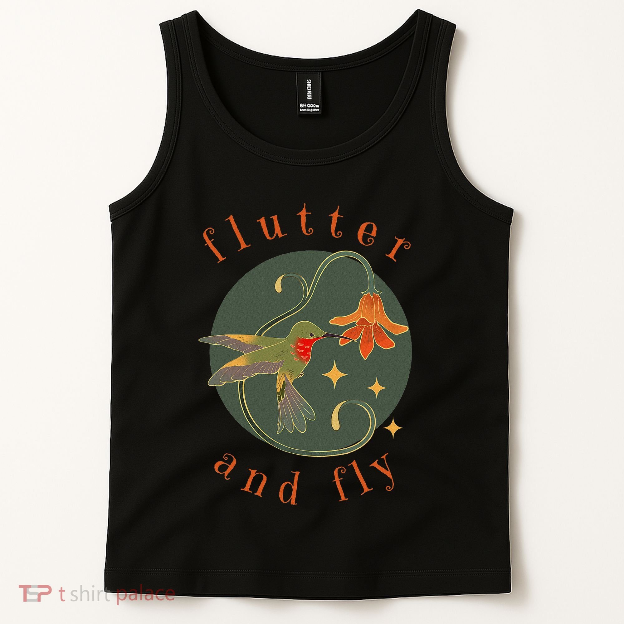 Flutter And Fly Apparel Hummingbird And Flower Tank Top