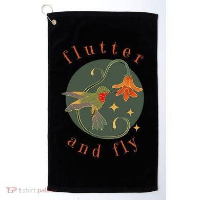 Flutter And Fly Apparel Hummingbird And Flower Golf Towel