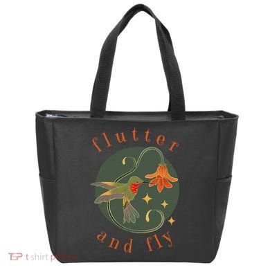 Flutter And Fly Apparel Hummingbird And Flower Tote Bag