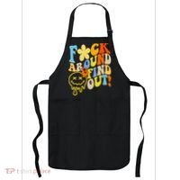 Fuck Around Find Out Smile Retro Groovy Funny Apron thumb 0