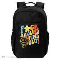 Fuck Around Find Out Smile Retro Groovy Funny Backpack thumb 0