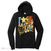 Fuck Around Find Out Smile Retro Groovy Funny Women's Hoodie thumb 0