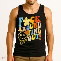 Fuck Around Find Out Smile Retro Groovy Funny Tank Top thumb 3