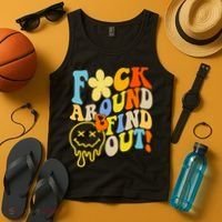 Fuck Around Find Out Smile Retro Groovy Funny Tank Top thumb 4