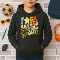 Fuck Around Find Out Smile Retro Groovy Funny Kids Hoodie thumb 2