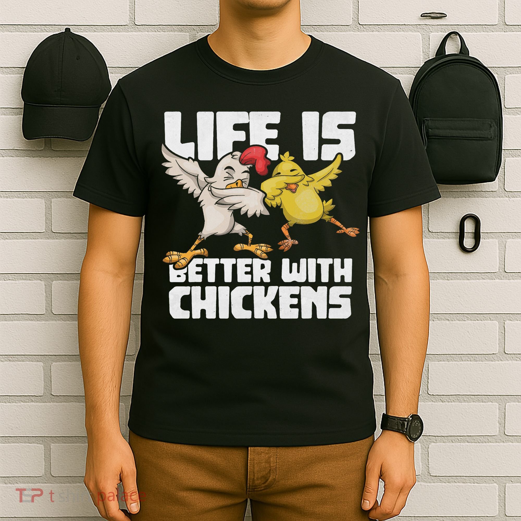 Funny Animal Farmer Dabbing Rooster Dab Hen Chicken T-Shirt