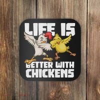 Funny Animal Farmer Dabbing Rooster Dab Hen Chicken Coaster thumb 0