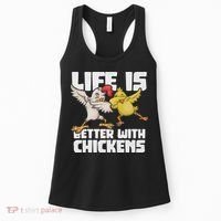 Funny Animal Farmer Dabbing Rooster Dab Hen Chicken Women's Tank Top thumb 0