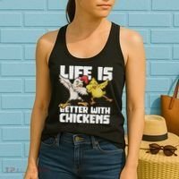 Funny Animal Farmer Dabbing Rooster Dab Hen Chicken Women's Tank Top thumb 2
