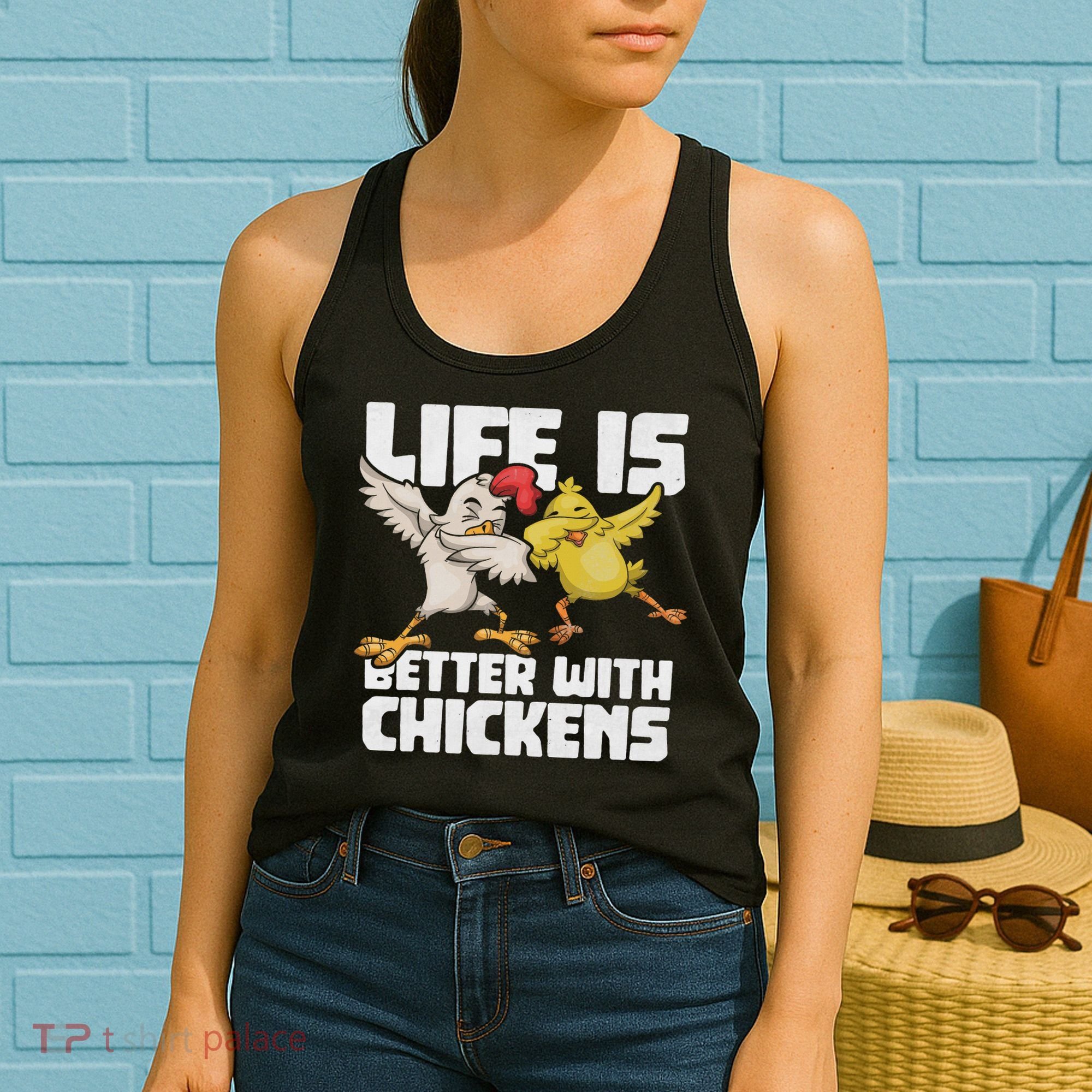 Funny Animal Farmer Dabbing Rooster Dab Hen Chicken Women's Tank Top
