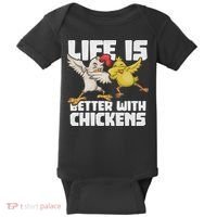 Funny Animal Farmer Dabbing Rooster Dab Hen Chicken Baby Bodysuit thumb 0