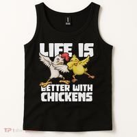 Funny Animal Farmer Dabbing Rooster Dab Hen Chicken Tank Top thumb 2