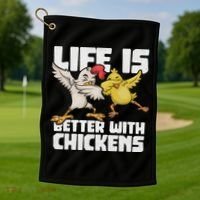 Funny Animal Farmer Dabbing Rooster Dab Hen Chicken Golf Towel thumb 1