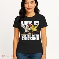 Funny Animal Farmer Dabbing Rooster Dab Hen Chicken Women's T-Shirt thumb 4