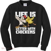 Funny Animal Farmer Dabbing Rooster Dab Hen Chicken Kids Sweatshirt thumb 0