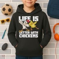 Funny Animal Farmer Dabbing Rooster Dab Hen Chicken Kids Hoodie thumb 2