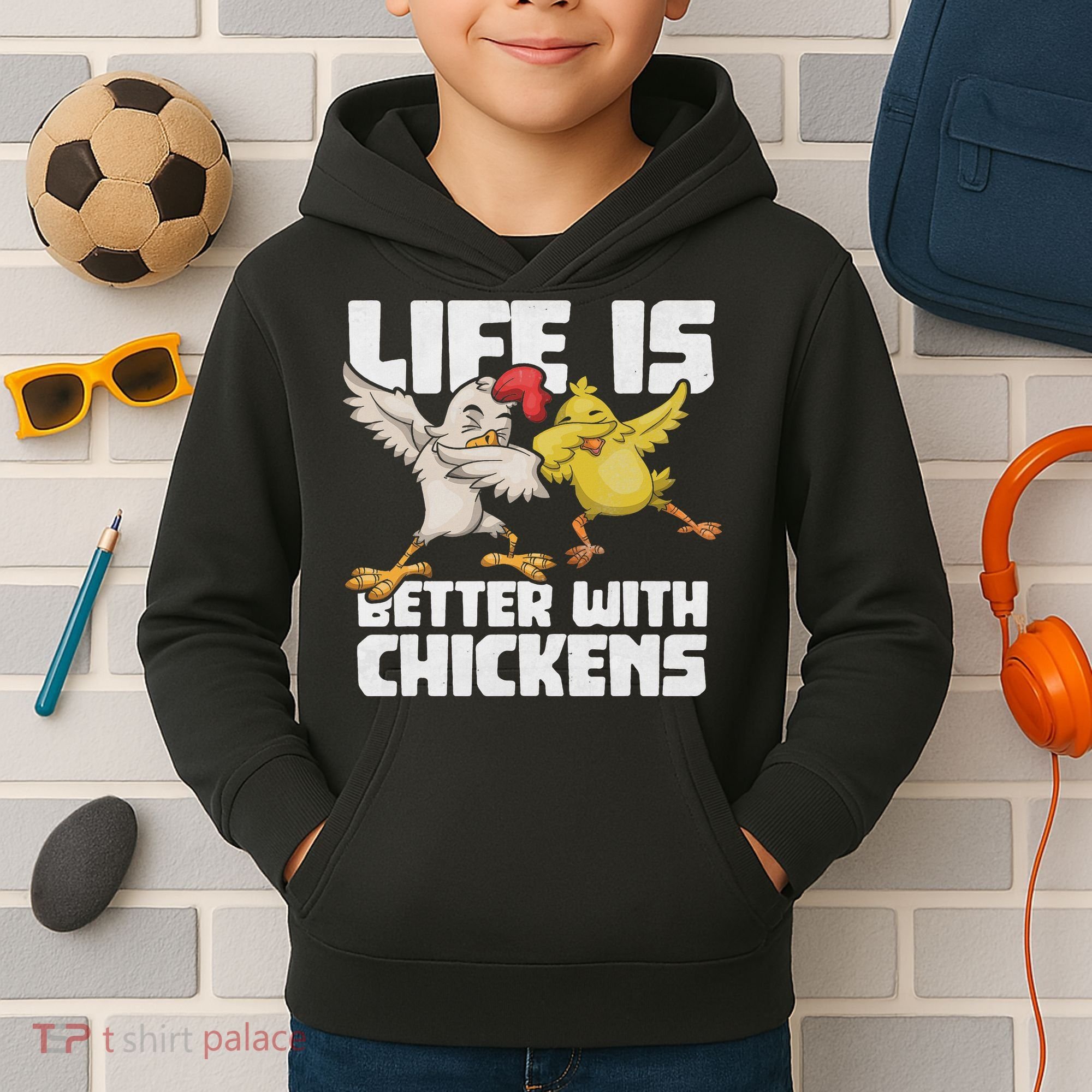 Funny Animal Farmer Dabbing Rooster Dab Hen Chicken Kids Hoodie