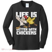 Funny Animal Farmer Dabbing Rooster Dab Hen Chicken Kids Long Sleeve Shirt thumb 0