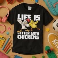 Funny Animal Farmer Dabbing Rooster Dab Hen Chicken Kids T-Shirt thumb 3