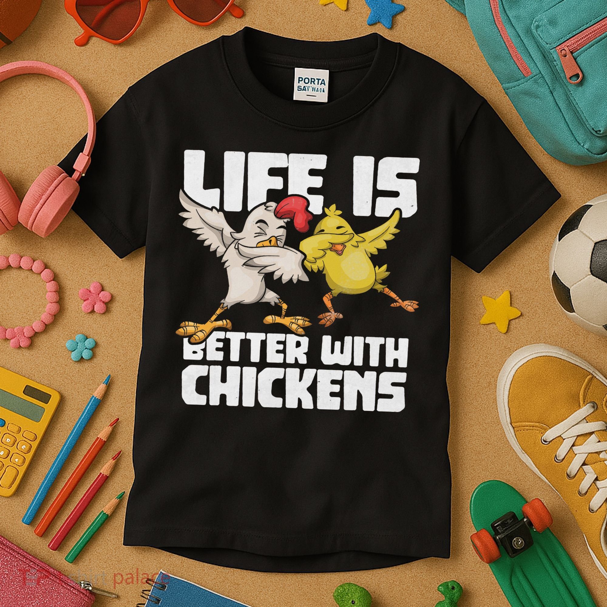 Funny Animal Farmer Dabbing Rooster Dab Hen Chicken Kids T-Shirt