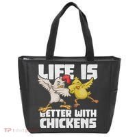 Funny Animal Farmer Dabbing Rooster Dab Hen Chicken Tote Bag thumb 0