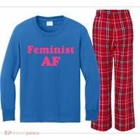 Feminist Af Feminism Retro Style Cool Gift Kids Long Sleeve Plaid Pajama Set thumb 0
