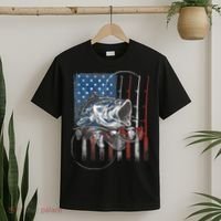 Fishing American Flag Vintage, USA Bass Fisherman T-Shirt thumb 2
